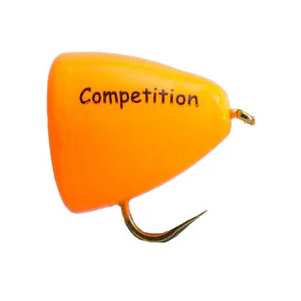 Orange fishing lure with 'Competition' text on a white background