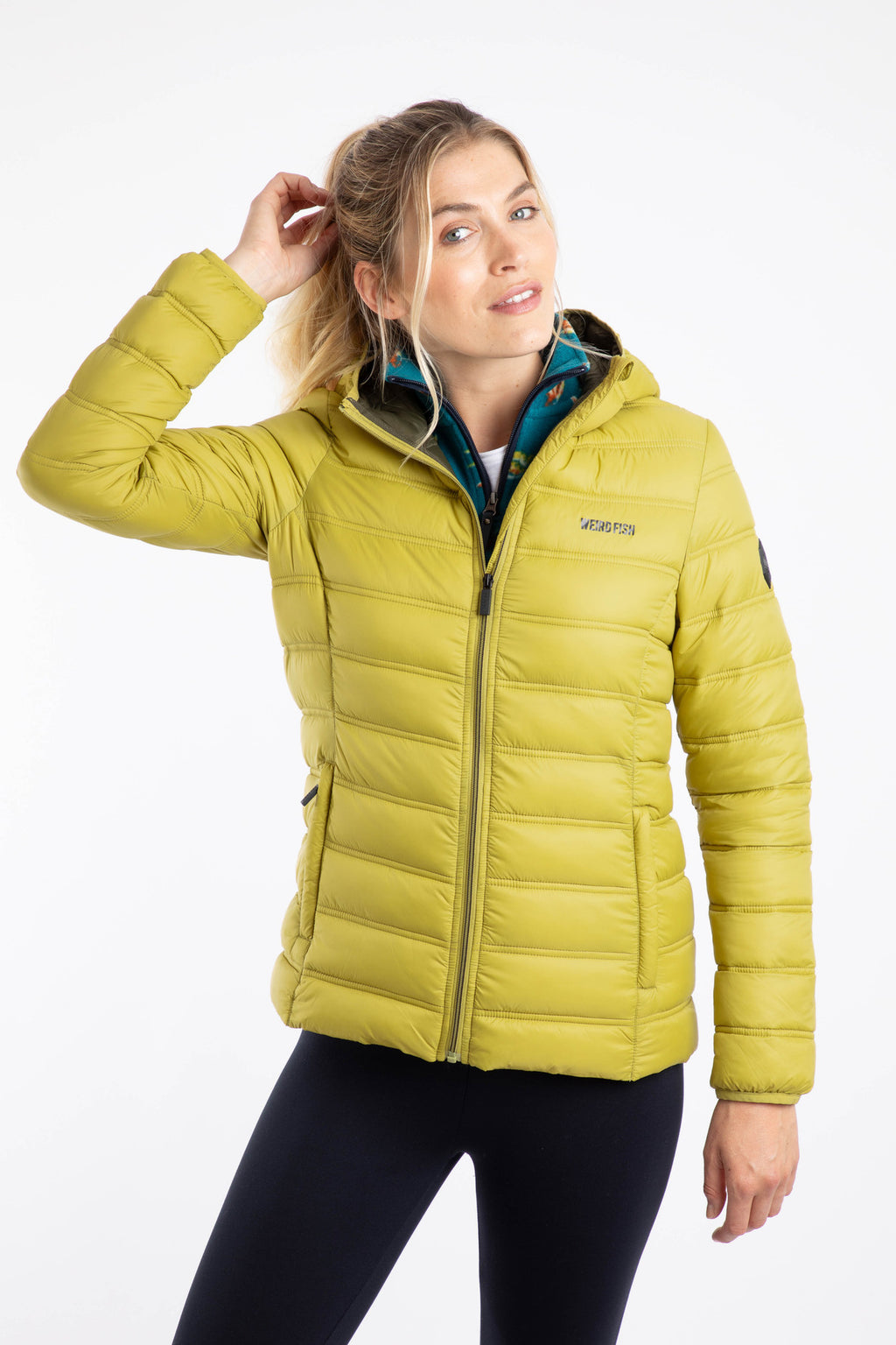 Weirdfish Eshka Showerproof Padded Hooded Jacket - Tarragon