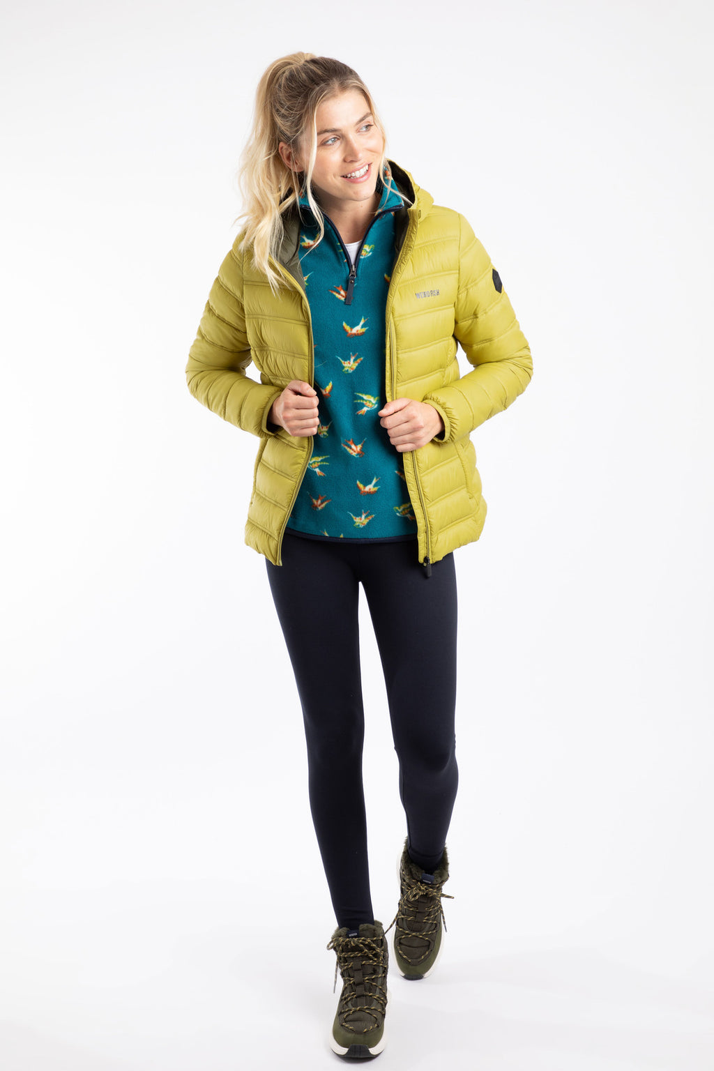 Weirdfish Eshka Showerproof Padded Hooded Jacket - Tarragon