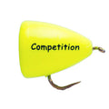Yellow fishing lure with 'Competition' text on a white background
