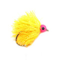 Yellow and pink fishing lure on a white background