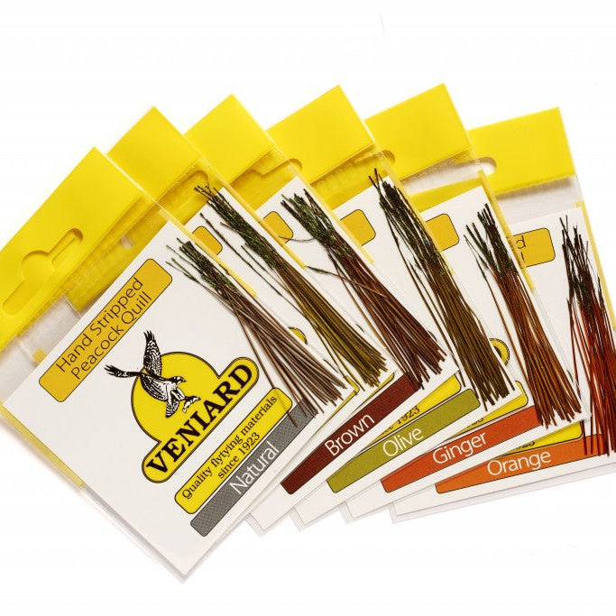 Veniard Hand Stripped Peacock Quills