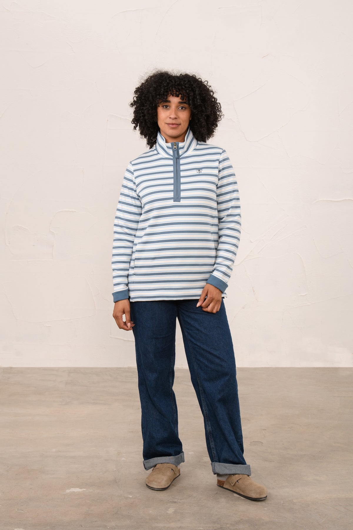 Lighthouse Shore Sweatshirt - Bluestone Pale Blue Stripe