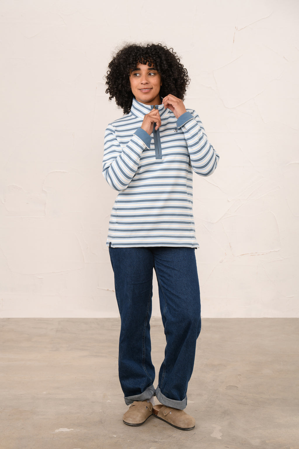 Lighthouse Shore Sweatshirt - Bluestone Pale Blue Stripe