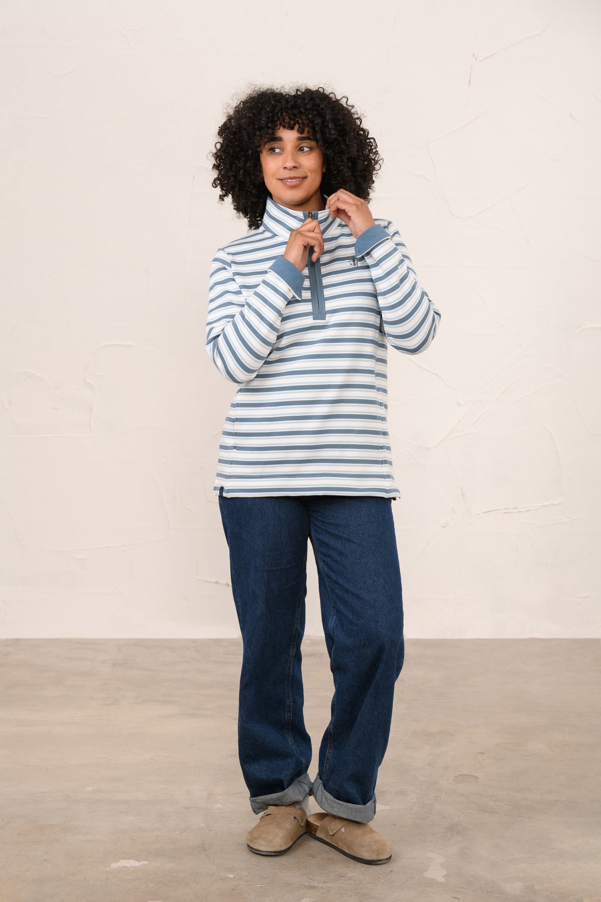 Lighthouse Shore Sweatshirt - Bluestone Pale Blue Stripe