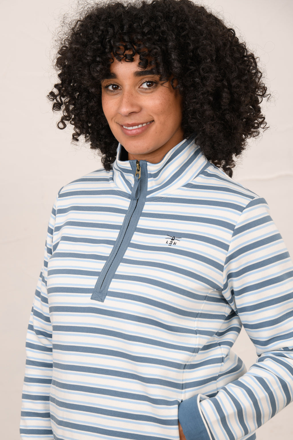 Lighthouse Shore Sweatshirt - Bluestone Pale Blue Stripe