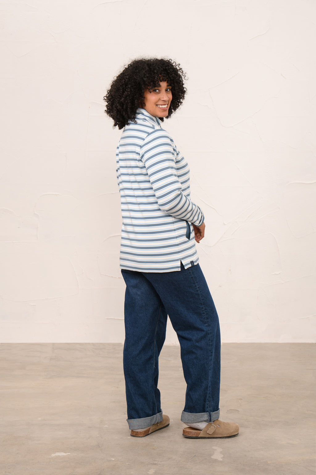 Lighthouse Shore Sweatshirt - Bluestone Pale Blue Stripe
