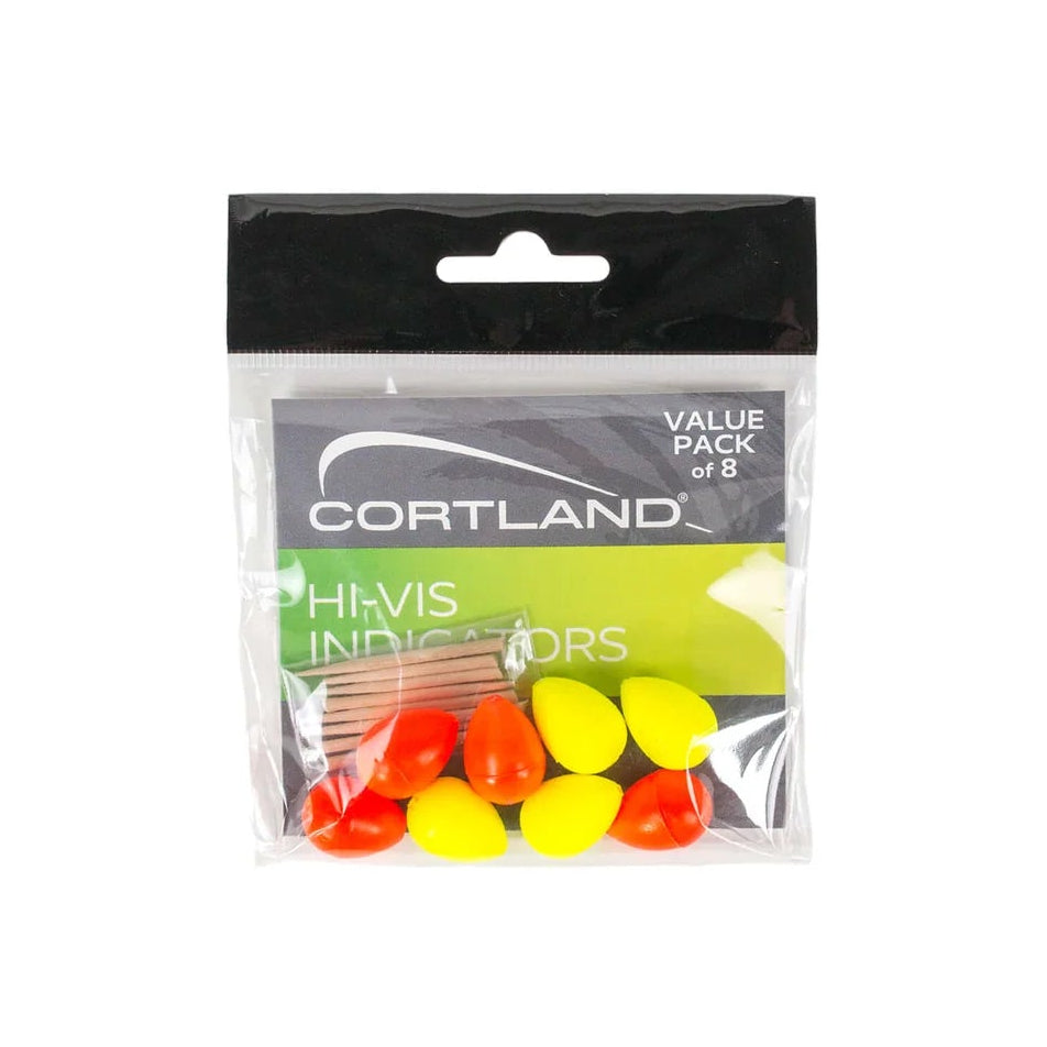 Pack of Cortland fishing indicators on a white background