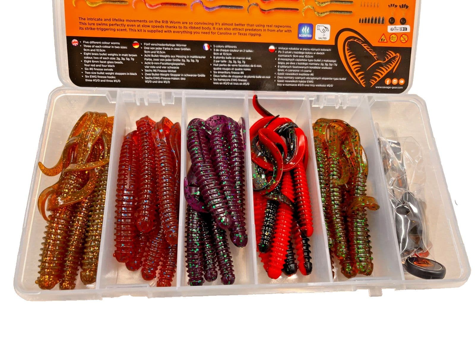 60pc Rib Worm Lure Kit