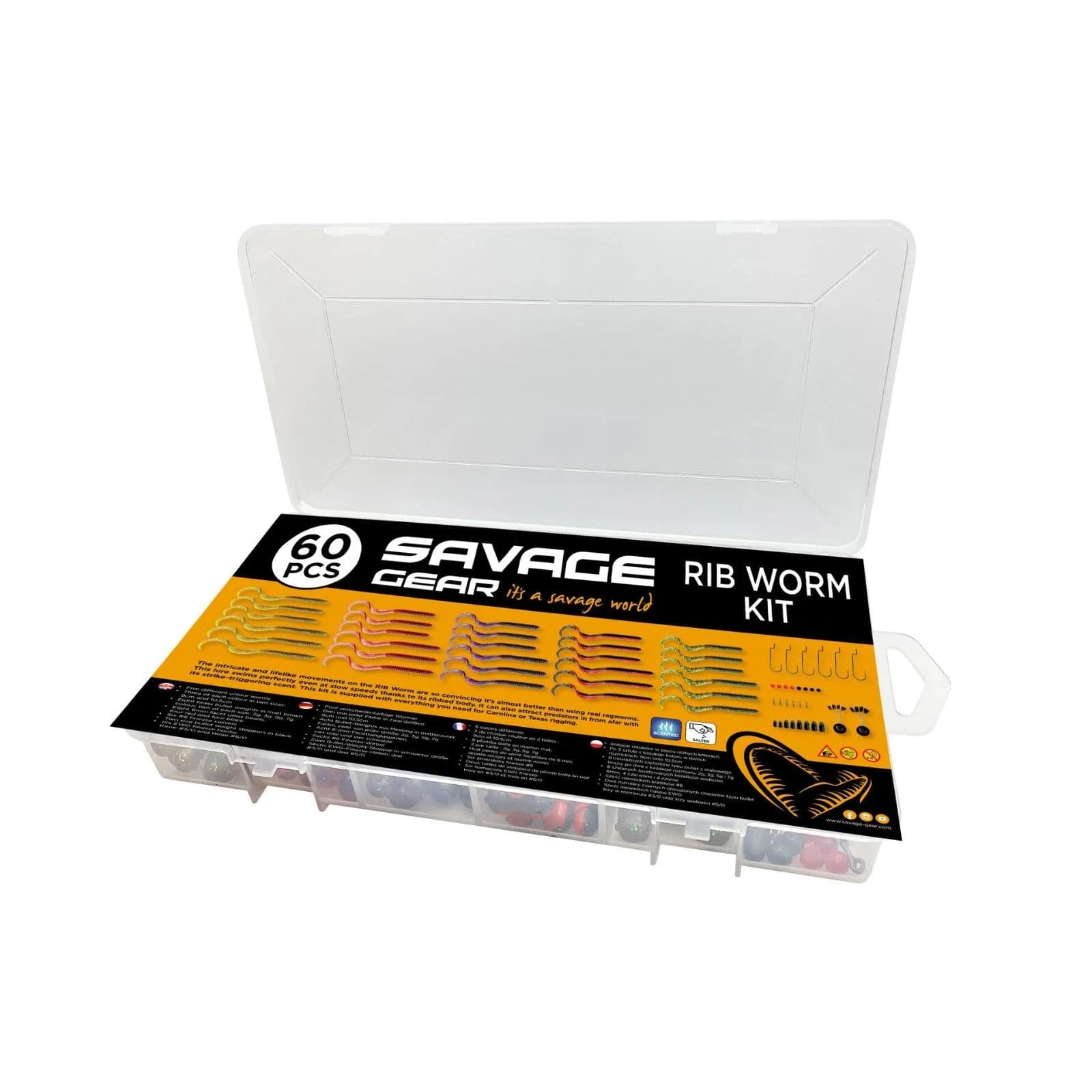 60pc Rib Worm Lure Kit